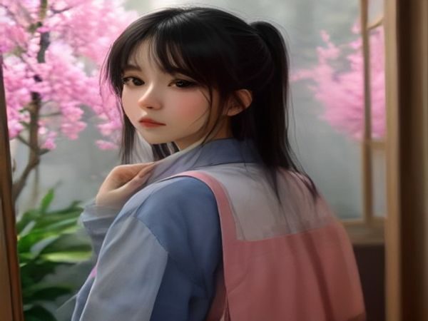 书架前摆放着一台平板电脑,屏幕显示影视剧详情页,柔和的台灯光线,安静的夜晚